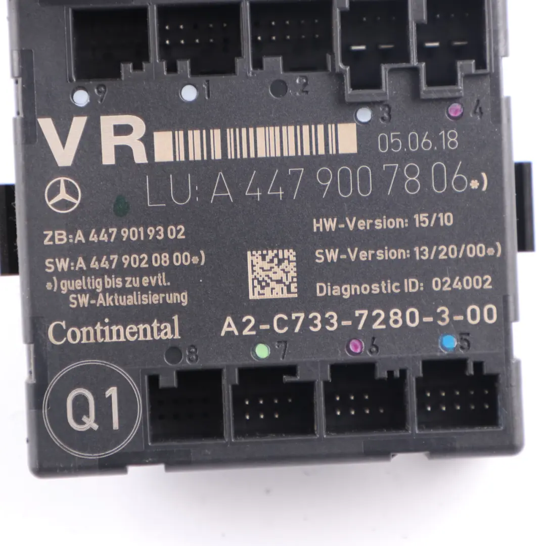 Unidad de control de la puerta delantera derecha para Mercedes W447 con número de pieza A4479007806 Mercedes W447 Unidad de control de la puerta delantera derecha - SKU A4479007806 - Número de pieza A4479007806