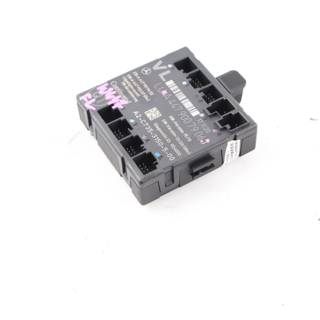 Module de porte avant gauche Unité de contrôle pour Mercedes W447 à propos du numéro de pièce A4479007906 Mercedes W447 Module de porte avant gauche Unité de contrôle - SKU A4479007906 - Numéro de pièce A4479007906