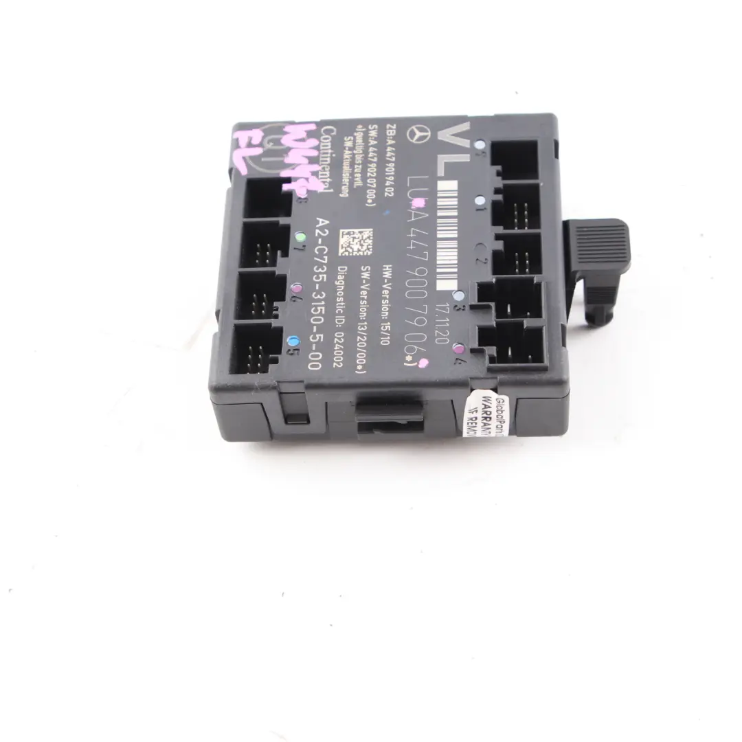 Türmodul Vorne Links Steuergerät für Mercedes W447 mit Teilenummer A4479007906 Mercedes W447 Türmodul Vorne Links Steuergerät - SKU A4479007906 - Teilenummer A4479007906