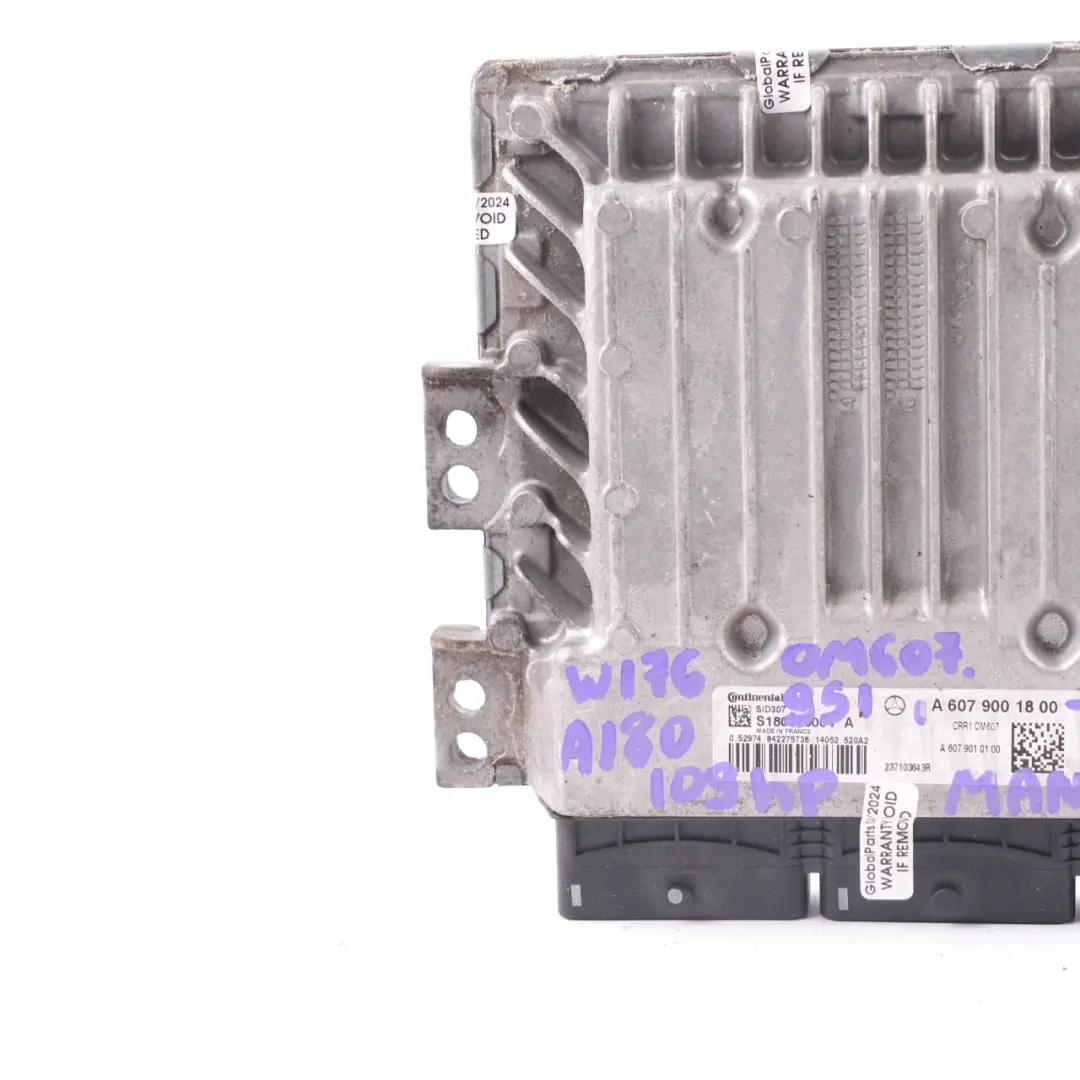 Mercedes W176 A180 CDI OM607.951 109HP Engine ECU Manual - SKU A6079001800-3 - Part number A6079001800