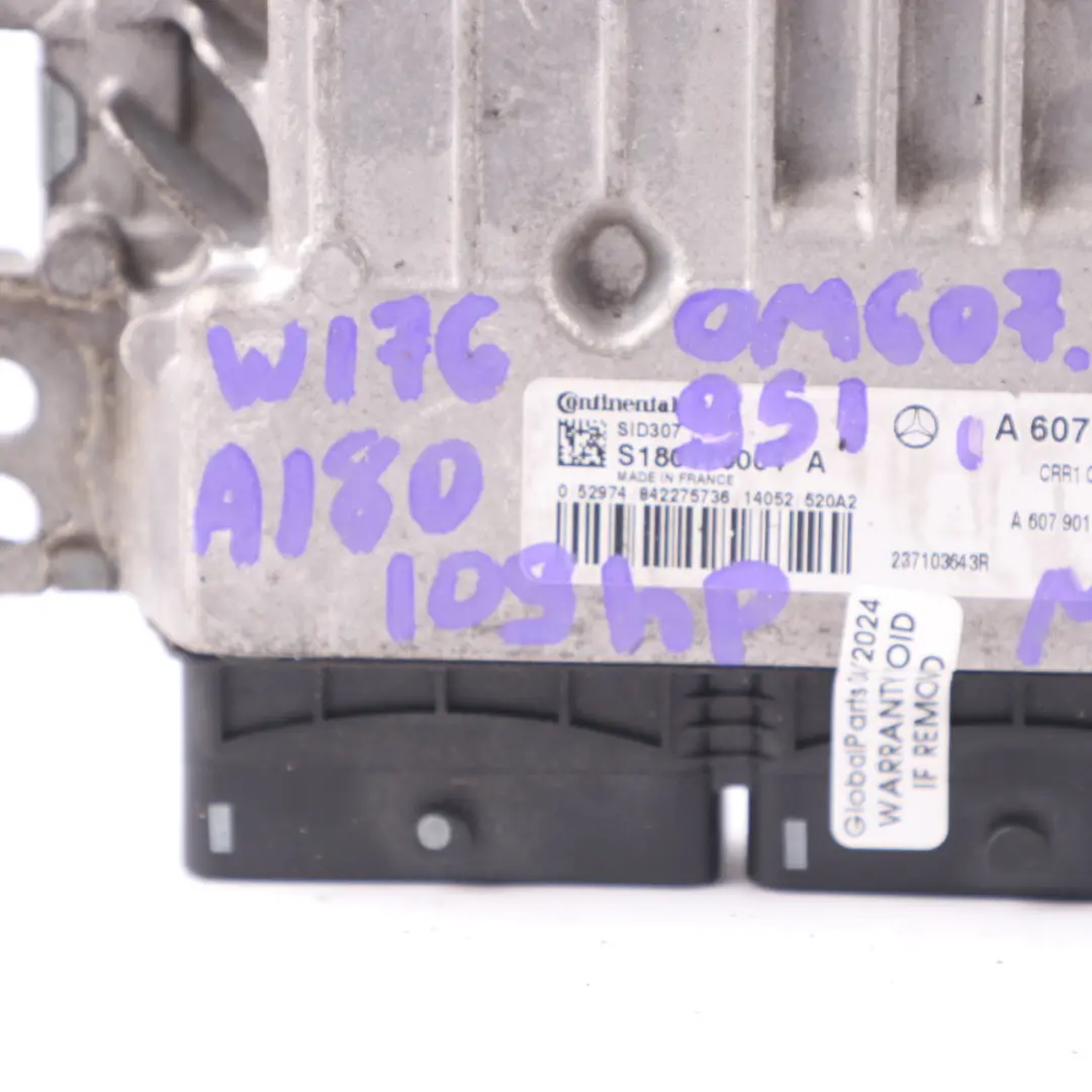 Mercedes W176 A180 CDI OM607.951 109HP Engine ECU Manual - SKU A6079001800-3 - Part number A6079001800