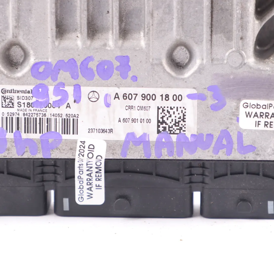 Mercedes W176 A180 CDI OM607.951 109HP Engine ECU Manual - SKU A6079001800-3 - Part number A6079001800