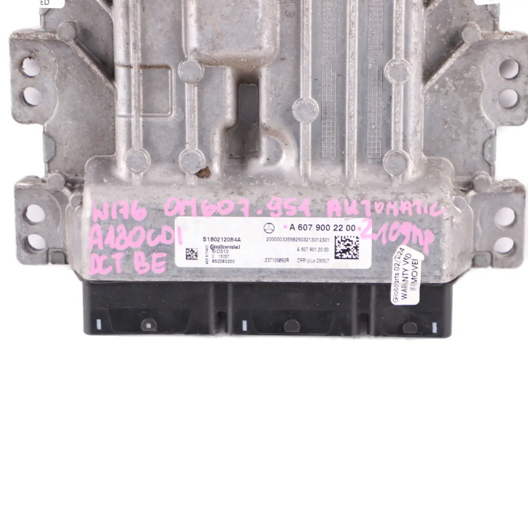 Mercedes W176 A180 CDI OM607 109HP BlueEFFICIENCY Unité moteur ECU - SKU A6079002200-2 - Numéro de pièce A6079002200