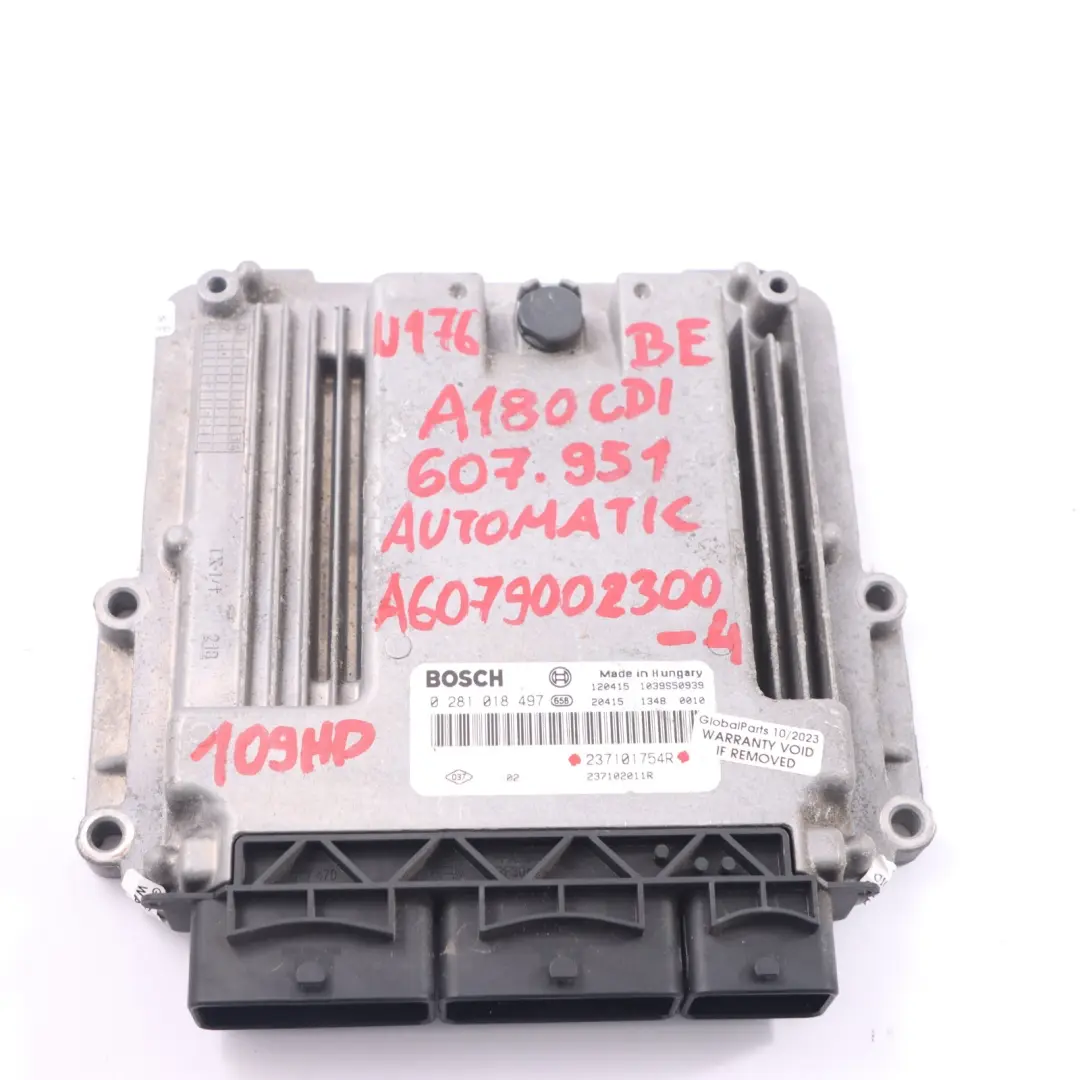 OM607 Modulo centralina motore ECU 237101754R Automatico per Mercedes W176 180 CDI con numero di parte A6079002300 Mercedes W176 180 CDI OM607 Modulo centralina motore ECU 237101754R Automatico - SKU A6079002300-4 - Numero di parte A6079002300