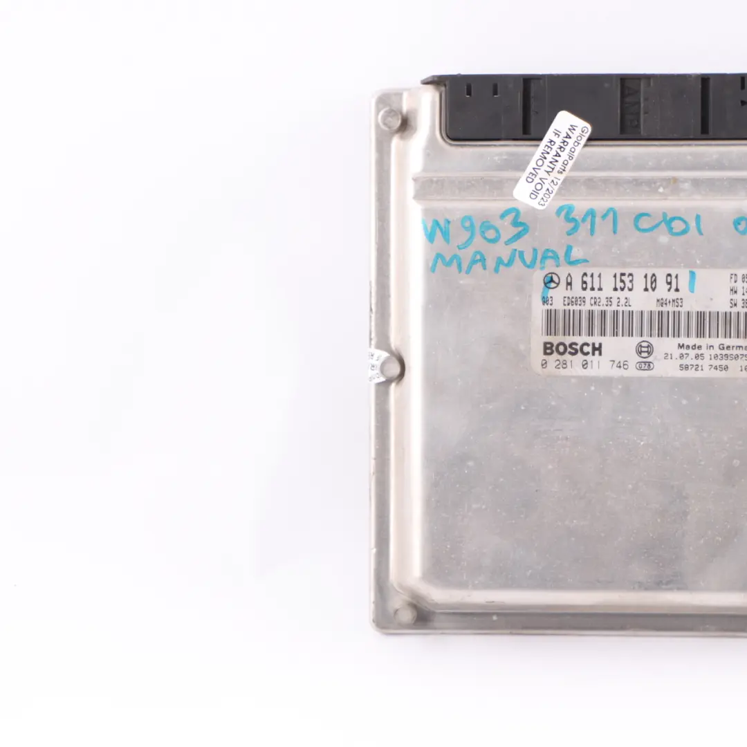 Mercedes Sprinter W903 311CDI OM611.981 109HP ECU Engine Unit Manual - SKU A6111531091 - Part number A6111531091