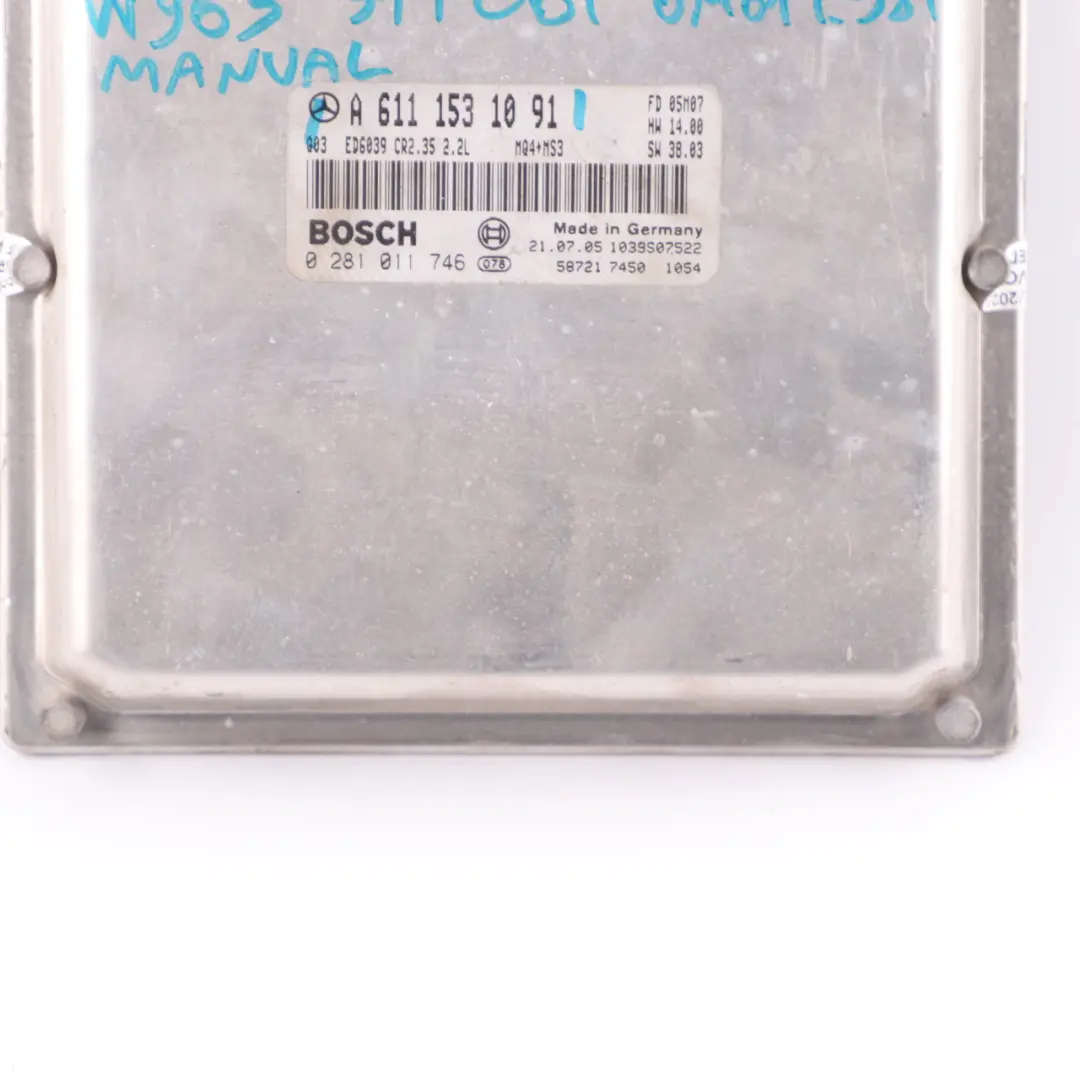Mercedes Sprinter W903 311CDI OM611.981 109HP ECU Engine Unit Manual - SKU A6111531091 - Part number A6111531091