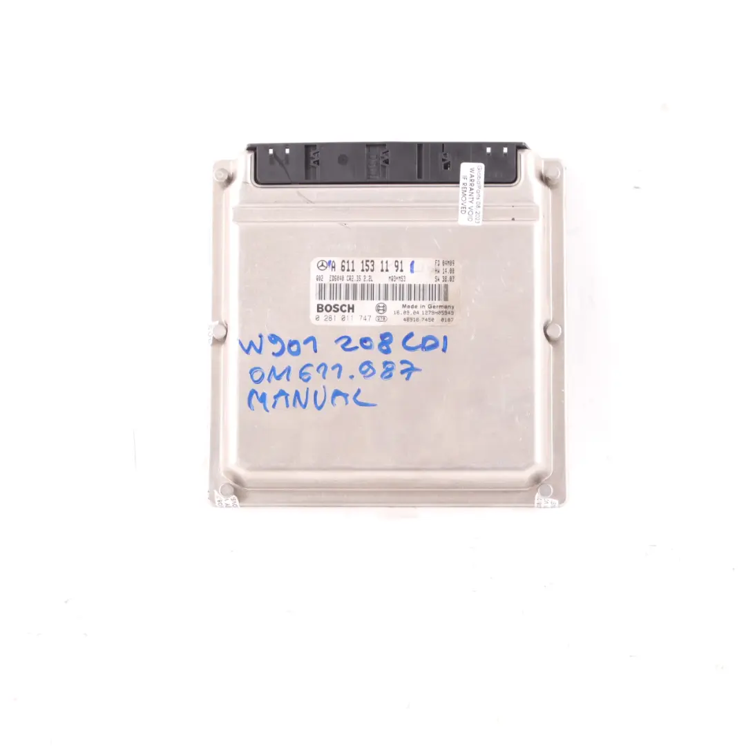 W901 OM611.987 82HP Engine Unit Module ECU Manual to Mercedes with Part number A6111531191 Mercedes W901 OM611.987 82HP Engine Unit Module ECU Manual - SKU A6111531191 - Part number A6111531191