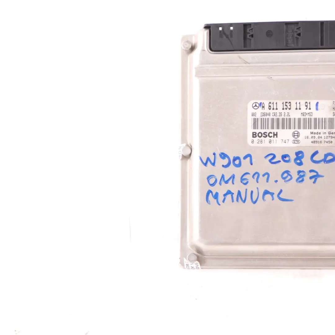 W901 OM611.987 82HP Engine Unit Module ECU Manual to Mercedes with Part number A6111531191 Mercedes W901 OM611.987 82HP Engine Unit Module ECU Manual - SKU A6111531191 - Part number A6111531191