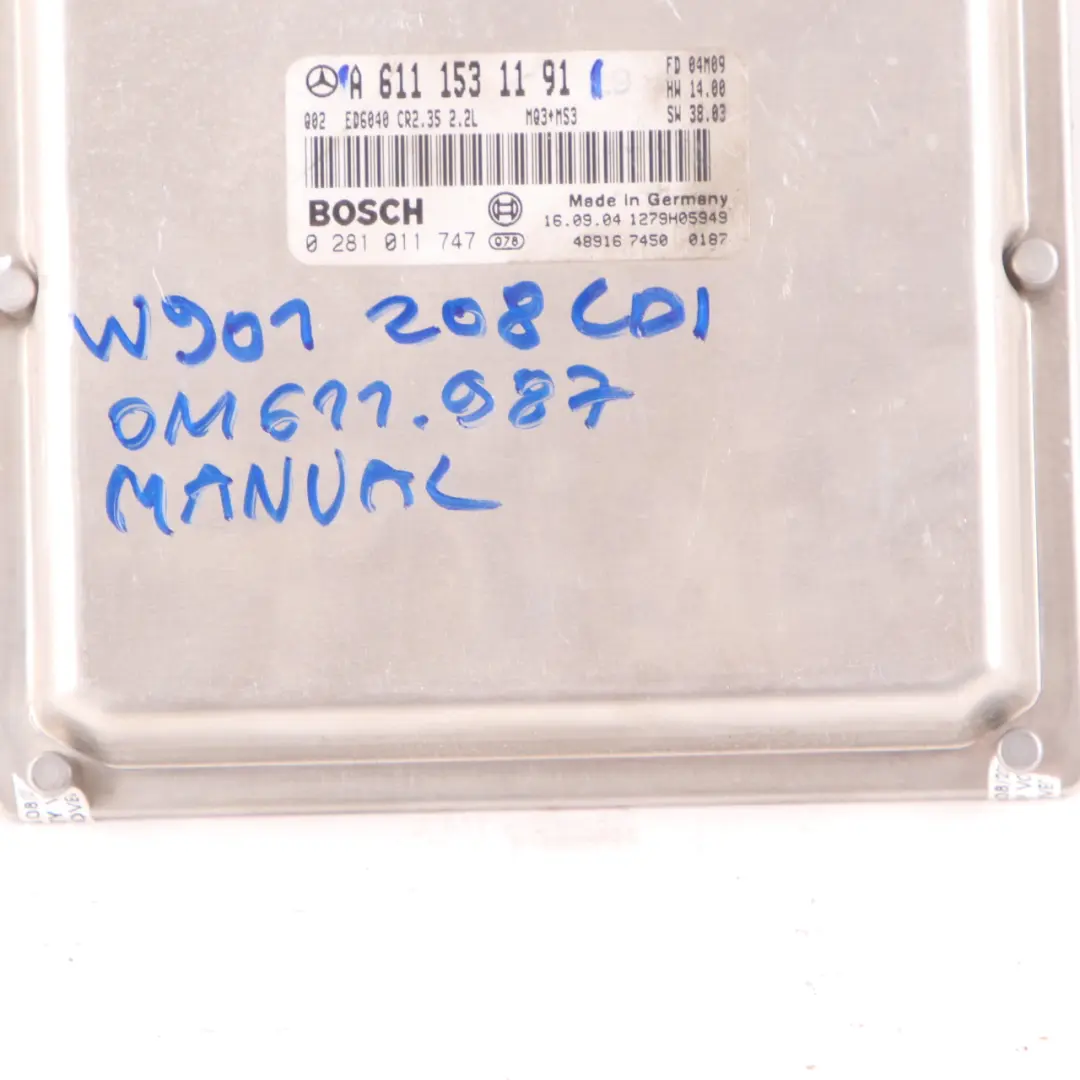 Mercedes W901 OM611.987 82HP Engine Unit Module ECU Manual - SKU A6111531191 - Part number A6111531191