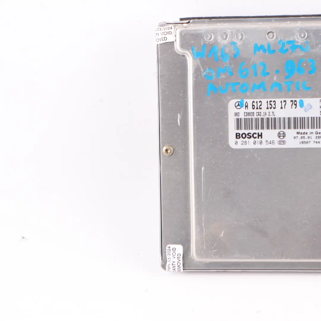 OM612.963 163HP Engine Unit ECU Automatic to Mercedes W163 ML 270 CDI with Part number A6121531779 Mercedes W163 ML 270 CDI OM612.963 163HP Engine Unit ECU Automatic - SKU A6121531779 - Part number A6121531779