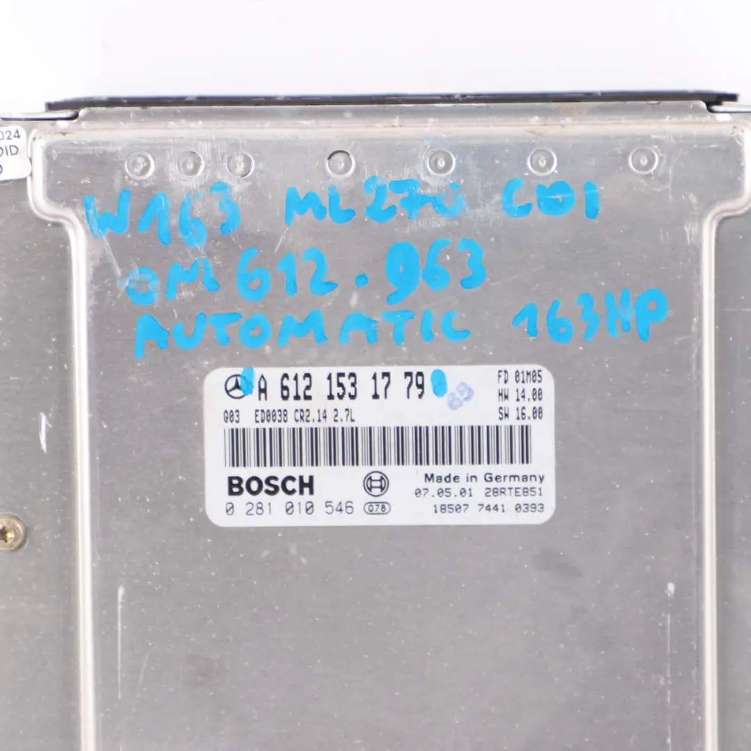 OM612.963 163HP Engine Unit ECU Automatic to Mercedes W163 ML 270 CDI with Part number A6121531779 Mercedes W163 ML 270 CDI OM612.963 163HP Engine Unit ECU Automatic - SKU A6121531779 - Part number A6121531779