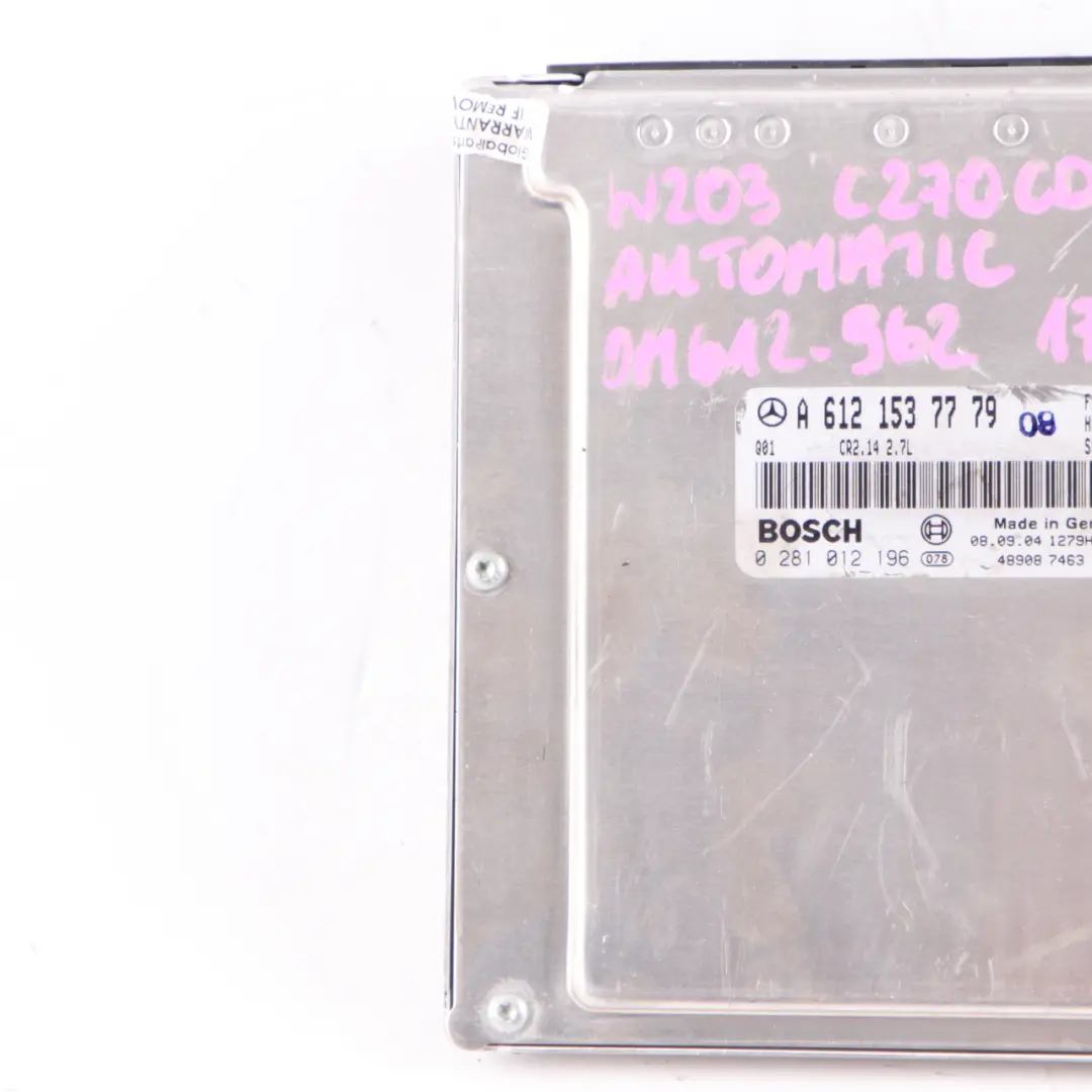 270CDI OM612.962 170HP Engine Unit ECU Automatic to Mercedes W203 W209 with Part number A6121537779 Mercedes W203 W209 270CDI OM612.962 170HP Engine Unit ECU Automatic - SKU A6121537779 - Part number A6121537779