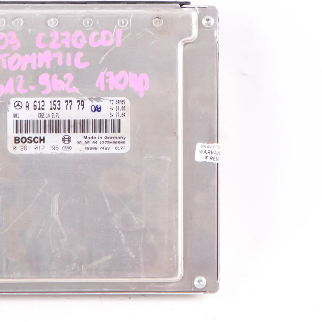 270CDI OM612.962 170HP Engine Unit ECU Automatic to Mercedes W203 W209 with Part number A6121537779 Mercedes W203 W209 270CDI OM612.962 170HP Engine Unit ECU Automatic - SKU A6121537779 - Part number A6121537779