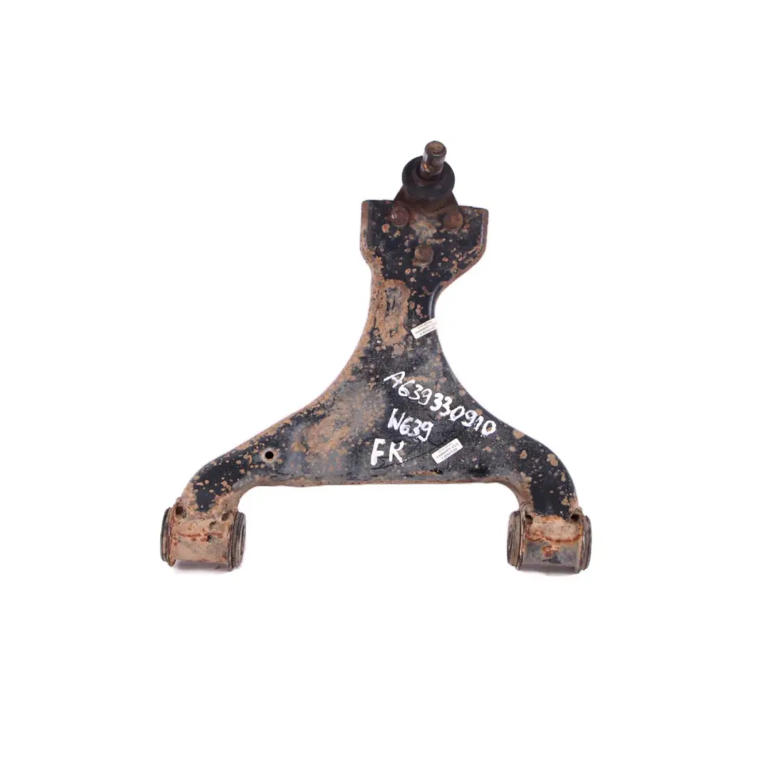 Control Arm Front Axle Bottom Wishbone Joint Right O/S to Mercedes Vito Viano W639 with Part number A6393300910 Mercedes Vito Viano W639 Control Arm Front Axle Bottom Wishbone Joint Right O/S - SKU A6393300910 - Part number A6393300910