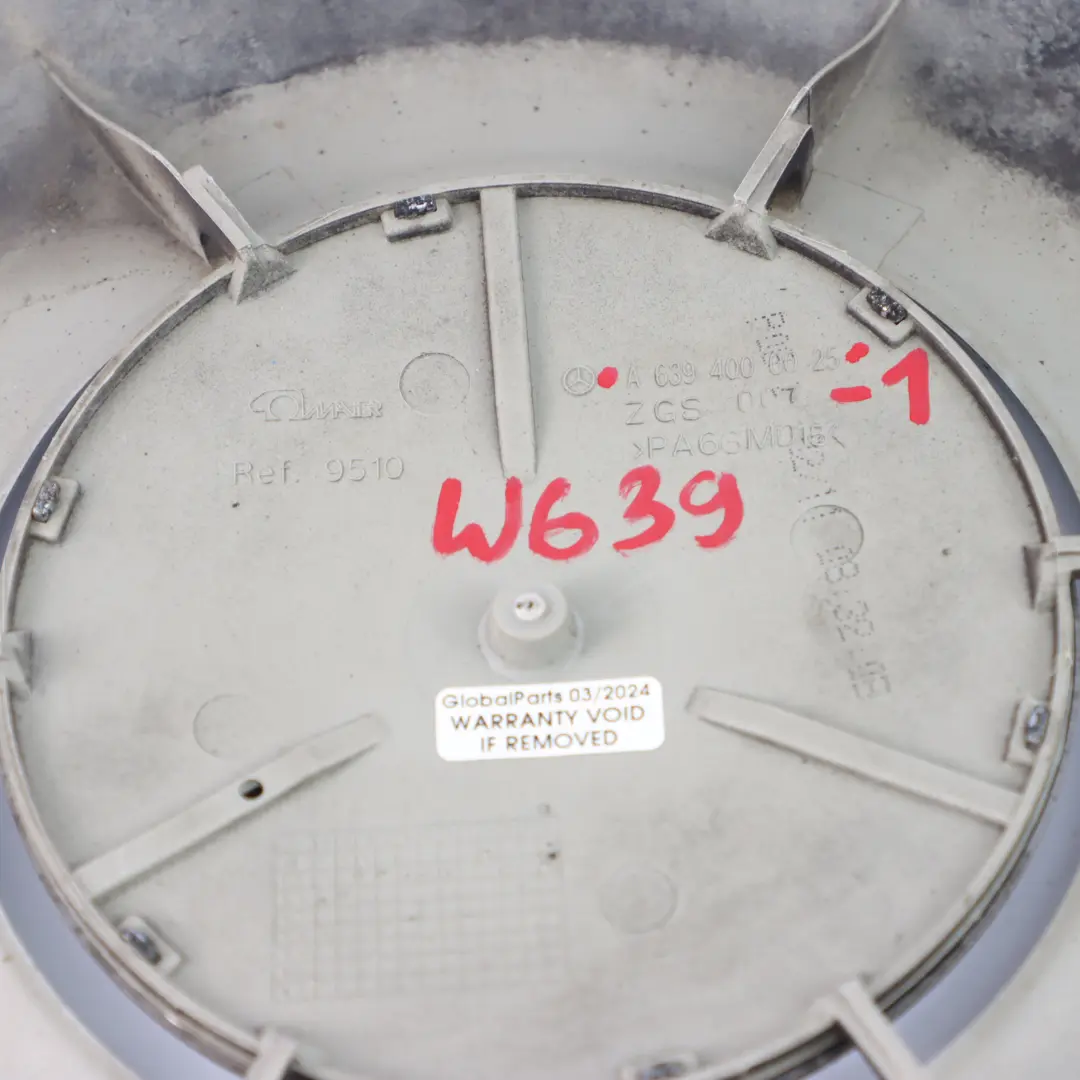 Cap 16'' Centre Trim Hub Cover Silver Panel to Mercedes Vito W639 Wheel with Part number A6394000025 Mercedes Vito W639 Wheel Cap 16'' Centre Trim Hub Cover Silver Panel - SKU A6394000025-1 - Part number A6394000025