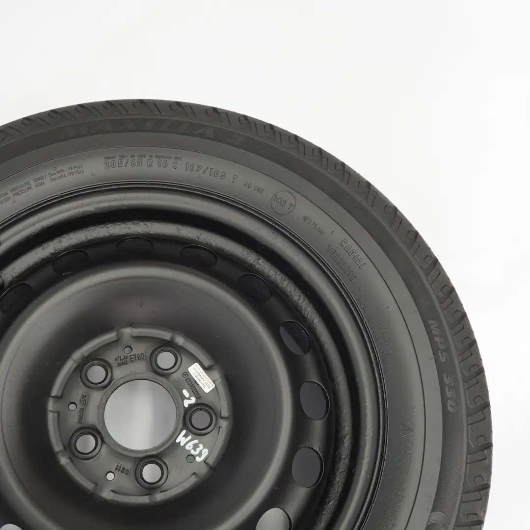 Llanta de acero Mercedes W639 con neumático 16" 6,5J ET:60 205/65 para con número de pieza A6394013302 Llanta de acero Mercedes W639 con neumático 16" 6,5J ET:60 205/65 - SKU A6394013302-2 - Número de pieza A6394013302