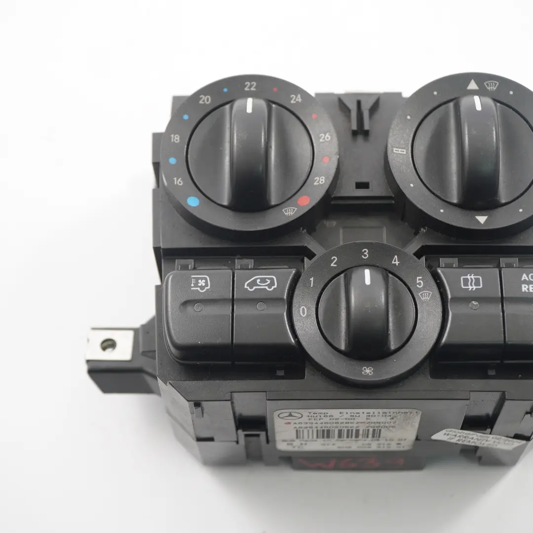 Climatizador Unidad Control Panel Interruptores para Mercedes W639 AC con número de pieza A6394460828 Mercedes W639 AC Climatizador Unidad Control Panel Interruptores - SKU A6394460828 - Número de pieza A6394460828