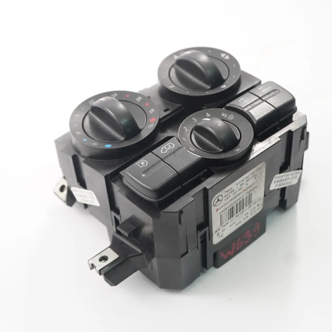 Climatizador Unidad Control Panel Interruptores para Mercedes W639 AC con número de pieza A6394460828 Mercedes W639 AC Climatizador Unidad Control Panel Interruptores - SKU A6394460828 - Número de pieza A6394460828