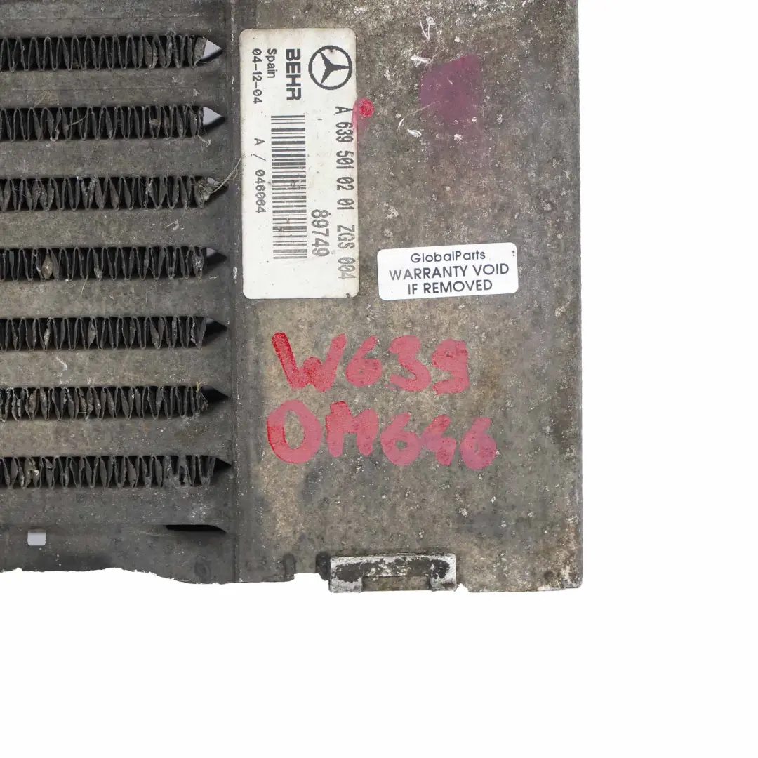 Radiator Mercedes W639 Vito OM646 Charge Air Cooler to Intercooler with Part number A6395010201 Intercooler Radiator Mercedes W639 Vito OM646 Charge Air Cooler - SKU A6395010201 - Part number A6395010201