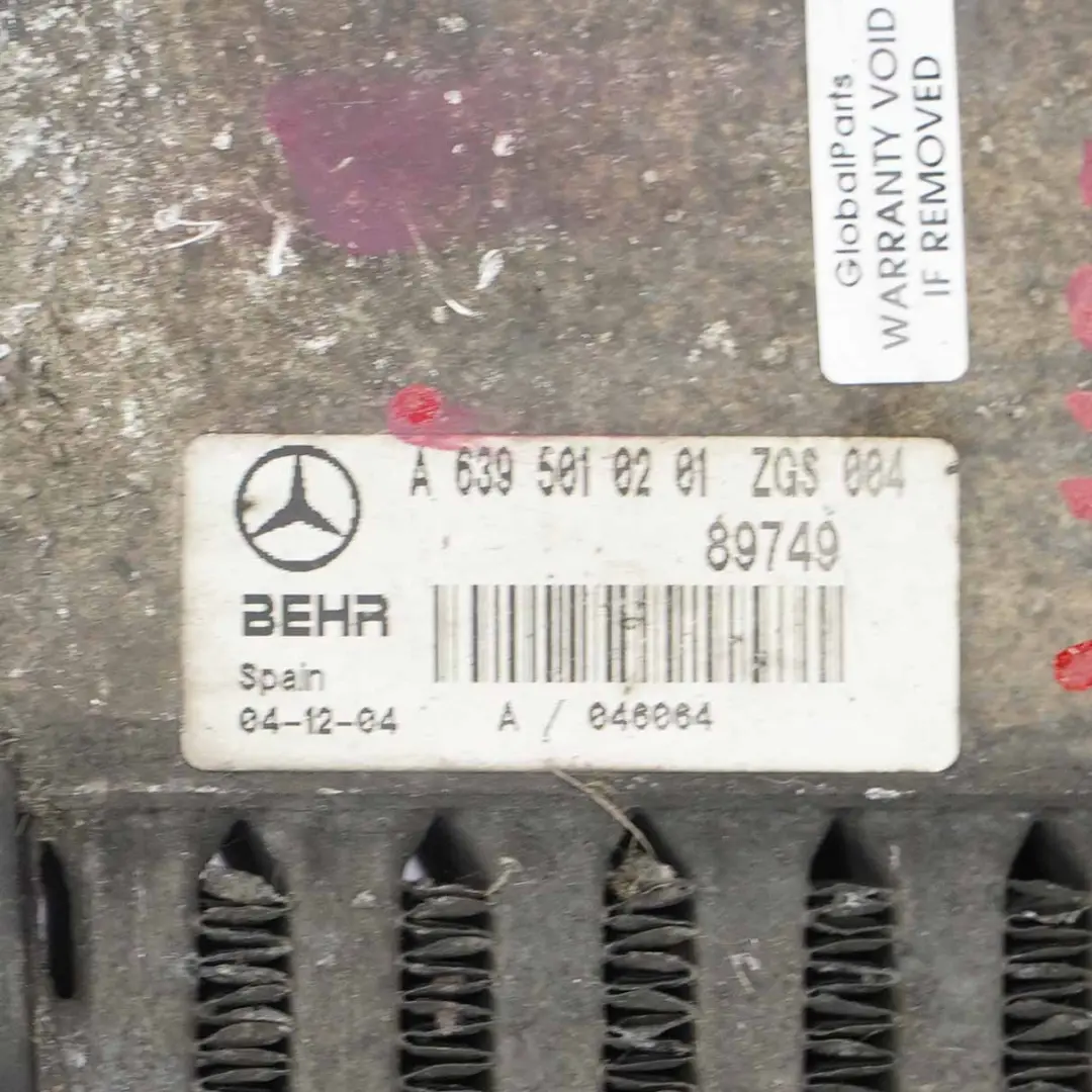 Mercedes W639 OM646 Enfriador De Aire De Carga - SKU A6395010201 - Número de pieza A6395010201