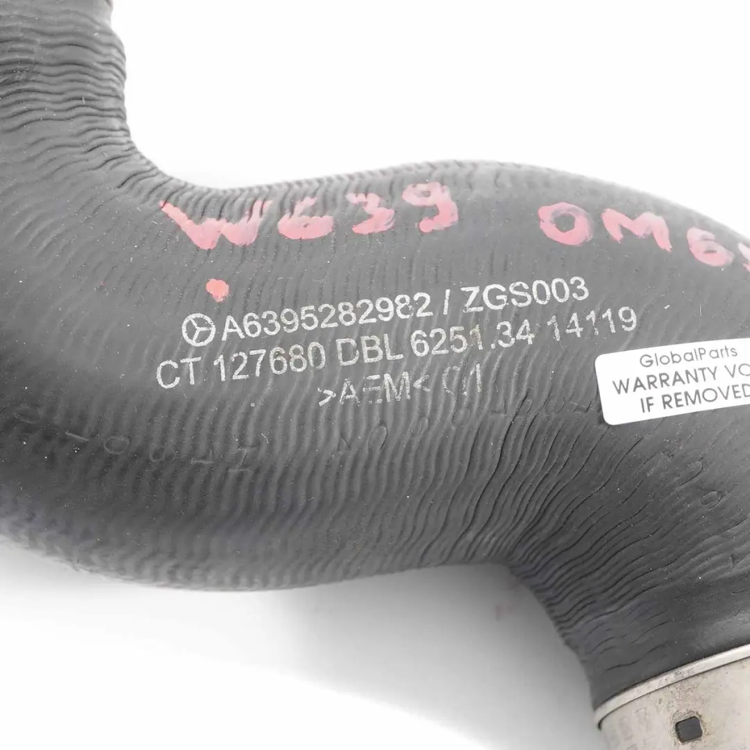 Mercedes Vito W639 Turbo Intercooler Tubo Flujo Aire OM651 Diesel - SKU A6395282982 - Número de pieza A6395282982