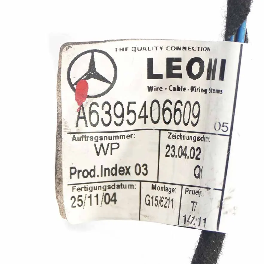  Cableado Mercedes W639 Cable Puerta Delantera Izquierda Derecha - SKU A6395406609 - Número de pieza A6395406609
