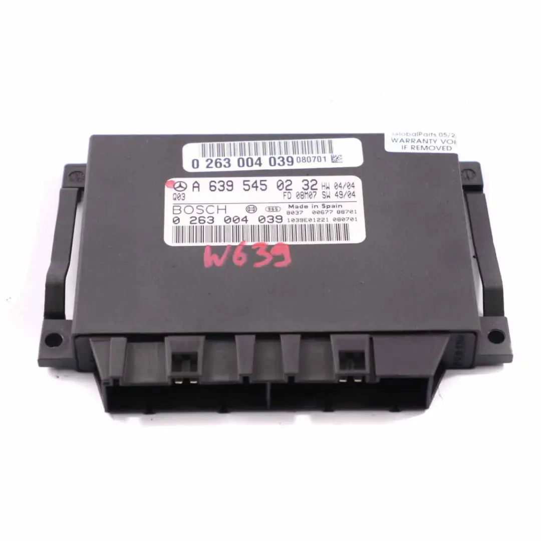 PDC Unidad Control Distancia Aparcamiento Módulo ECU para Mercedes W639 con número de pieza A6395450232 Mercedes W639 PDC Unidad Control Distancia Aparcamiento Módulo ECU - SKU A6395450232 - Número de pieza A6395450232