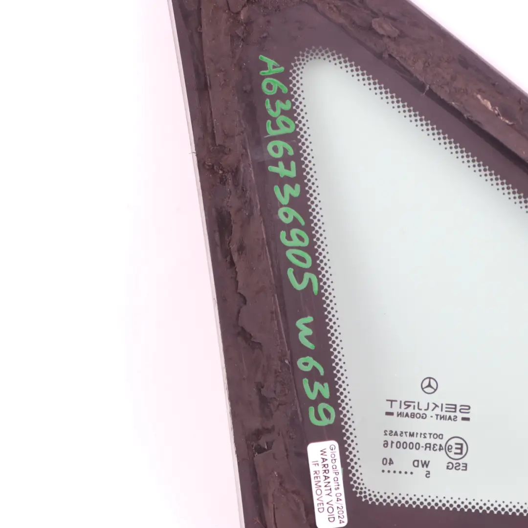 Vitre latérale gauche Verre absorbant la chaleur pour Mercedes Vito W639 à propos du numéro de pièce A6396736905 Mercedes Vito W639 Vitre latérale gauche Verre absorbant la chaleur - SKU A6396736905 - Numéro de pièce A6396736905