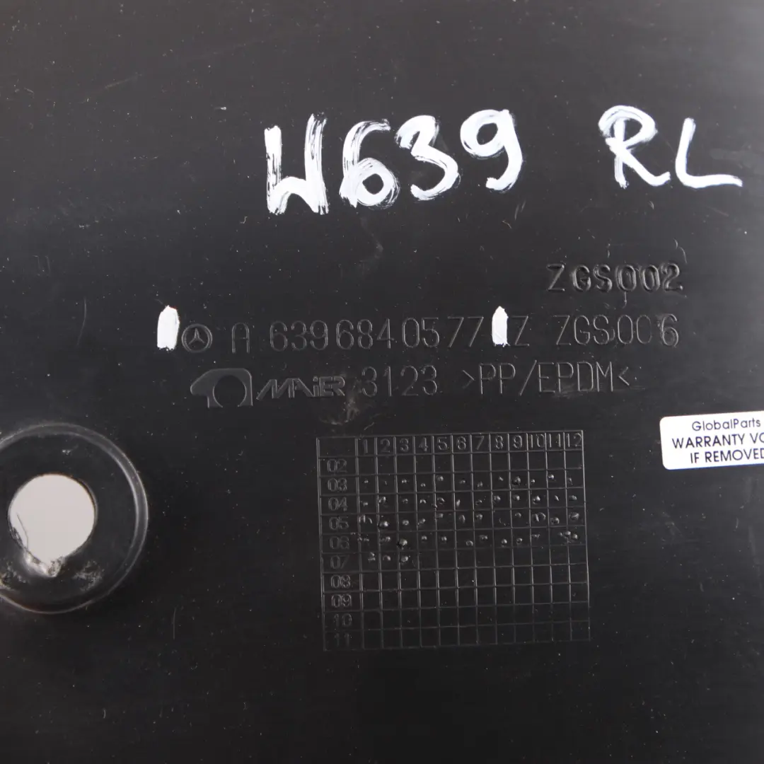 Mercedes Vito W639 Tapa del paso de rueda trasero izquierdo - SKU A6396840577 - Número de pieza A6396840577