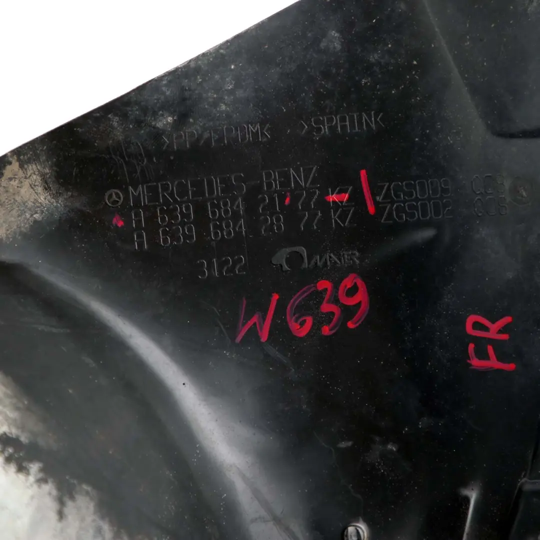 Mercedes-Benz Vito Viano W639 Front Right O/S Wheel Arch Trim Panel to with Part number A6396842177 Mercedes-Benz Vito Viano W639 Front Right O/S Wheel Arch Trim Panel - SKU A6396842177 - Part number A6396842177