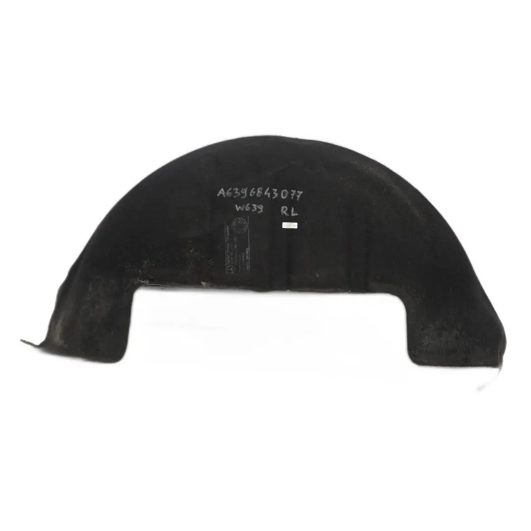 Tapa embellecedora del paso De rueda trasero izquierdo Mercedes W639 para con número de pieza A6396843077 Tapa embellecedora del paso De rueda trasero izquierdo Mercedes W639 - SKU A6396843077 - Número de pieza A6396843077