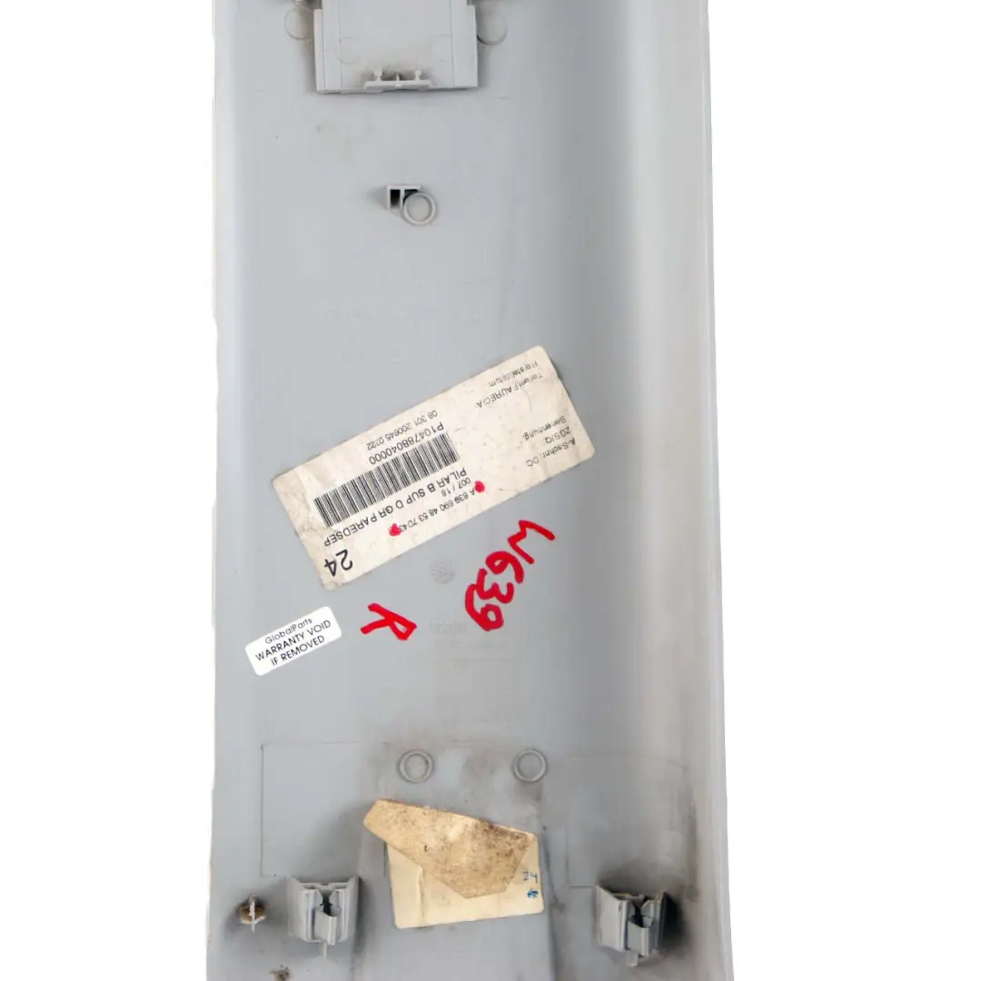 Mercedes Vito W639 Garniture Couvre Pilier B Supérieur Droit Gris - SKU A6396904853 - Numéro de pièce A6396904853
