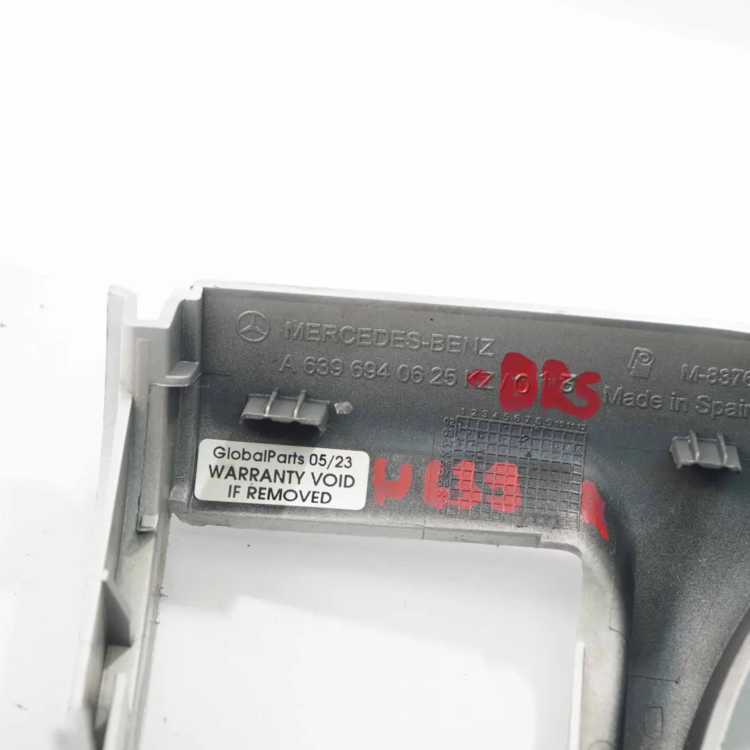 Bumper Moulding Bottom Right O/S Brilliant Silver to Mercedes W639 Rear with Part number A6396940625 Mercedes W639 Rear Bumper Moulding Bottom Right O/S Brilliant Silver - SKU A6396940625-BRS - Part number A6396940625