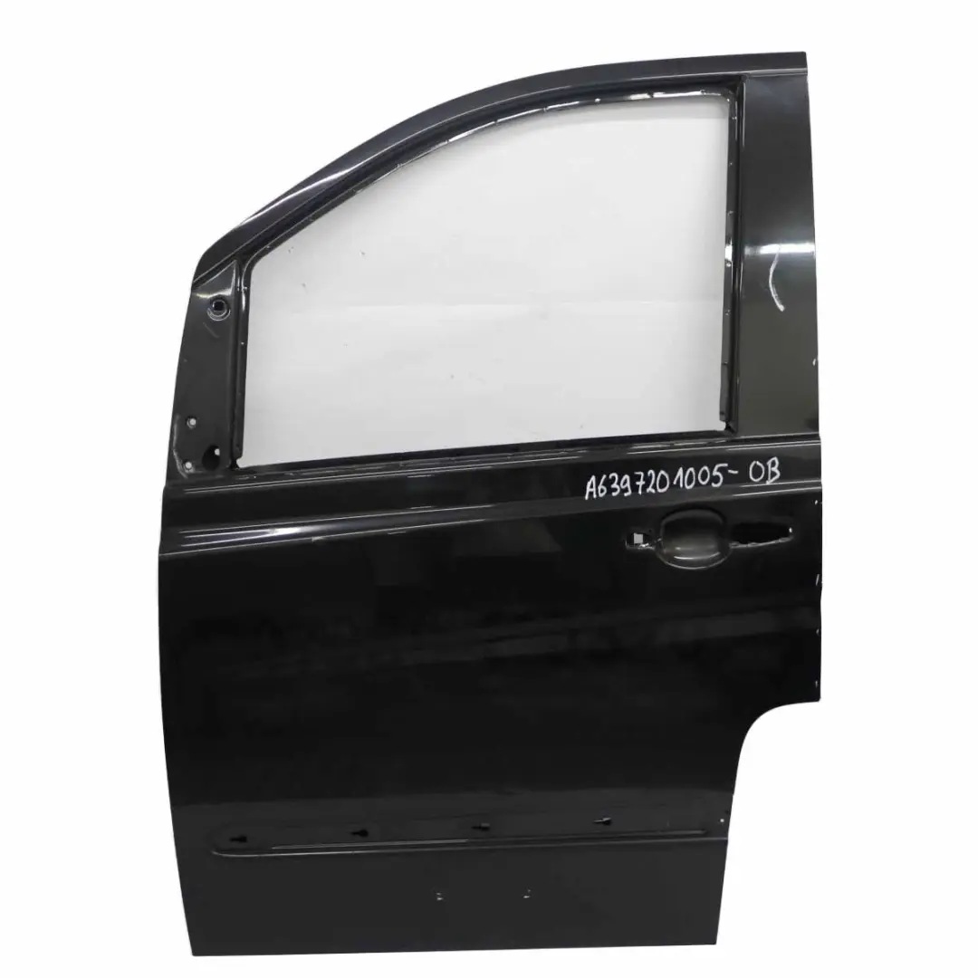 Door Front Left N/S Obsidian Black Metallic - 197 to Mercedes Vito W639 with Part number A6397201005 Mercedes Vito W639 Door Front Left N/S Obsidian Black Metallic - 197 - SKU A6397201005-OB - Part number A6397201005