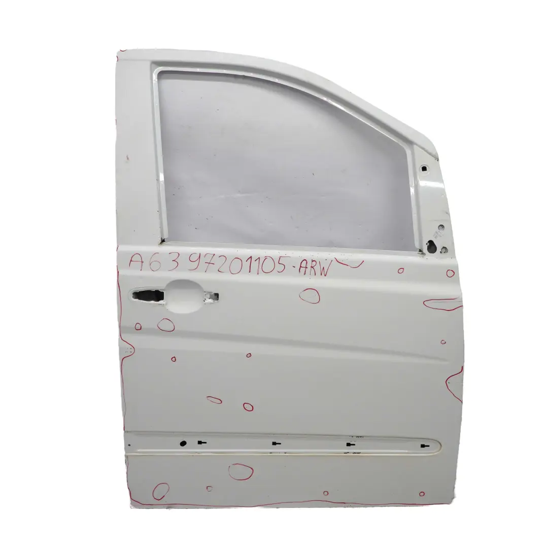 Door Front Right O/S Cover Panel Arctic White - 9174 to Mercedes Vito W639 with Part number A6397201105 Mercedes Vito W639 Door Front Right O/S Cover Panel Arctic White - 9174 - SKU A6397201105-ARW - Part number A6397201105