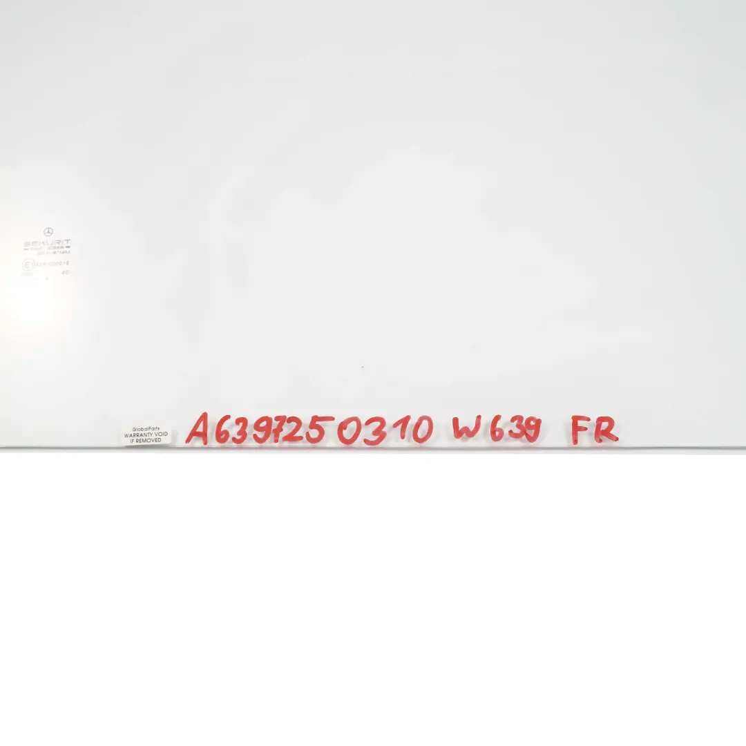 Window Glass Door Front Right O/S Green AS2 to Mercedes Vito W639 with Part number A6397250310 Mercedes Vito W639 Window Glass Door Front Right O/S Green AS2 - SKU A6397250310 - Part number A6397250310