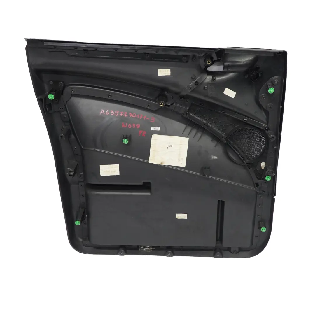 Tarjeta de Puerta Delantera Derecha Recubrimiento Panel Negro para Mercedes Vito W639 con número de pieza A6397270171 Mercedes Vito W639 Tarjeta de Puerta Delantera Derecha Recubrimiento Panel Negro - SKU A6397270171-3 - Número de pieza A6397270171