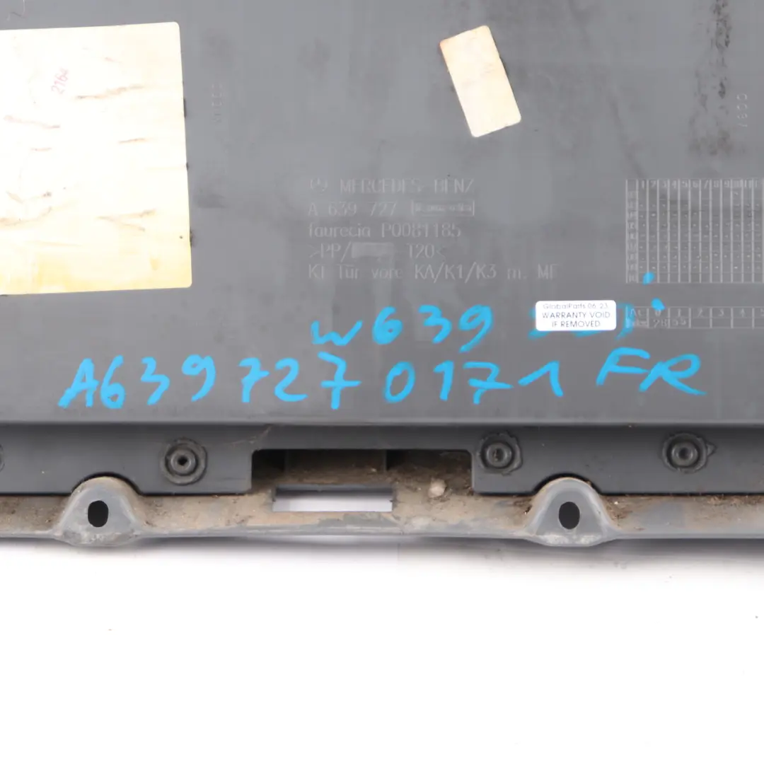 Door Card Front Right O/S Trim Panel Covering Grey to Mercedes Vito W639 with Part number A6397270171 Mercedes Vito W639 Door Card Front Right O/S Trim Panel Covering Grey - SKU A6397270171 - Part number A6397270171