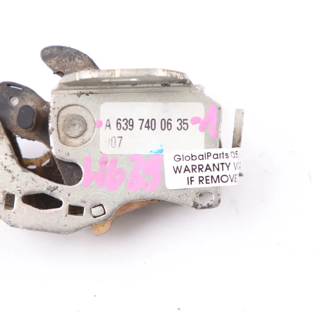 Serrure porte coulissante arrière gauche droite loquet supérieur pour Mercedes W639 à propos du numéro de pièce A6397400635 Mercedes W639 Serrure porte coulissante arrière gauche droite loquet supérieur - SKU A6397400635-1 - Numéro de pièce A6397400635