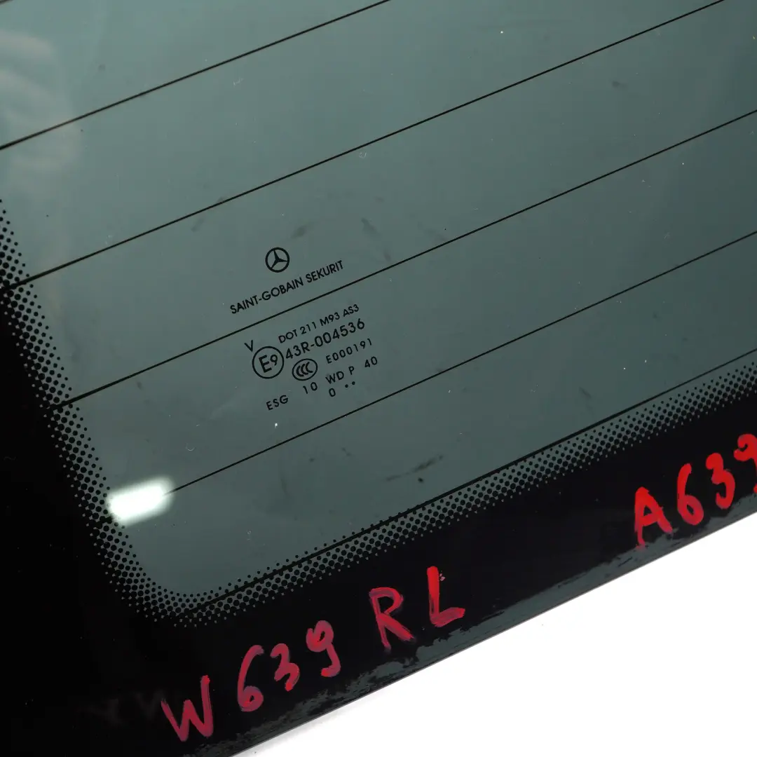 Window Glass Rear Left N/S Boot Trunk Door Tinted AS3 to Mercedes Vito W639 with Part number A6397452010 Mercedes Vito W639 Window Glass Rear Left N/S Boot Trunk Door Tinted AS3 - SKU A6397452010 - Part number A6397452010