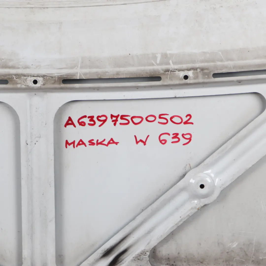  Hood Bonnet Mercedes Vito Viano W639 Trim Covering Panel Arctic White - 9147 - SKU A6397500502-ARW2 - Part number A6397500502