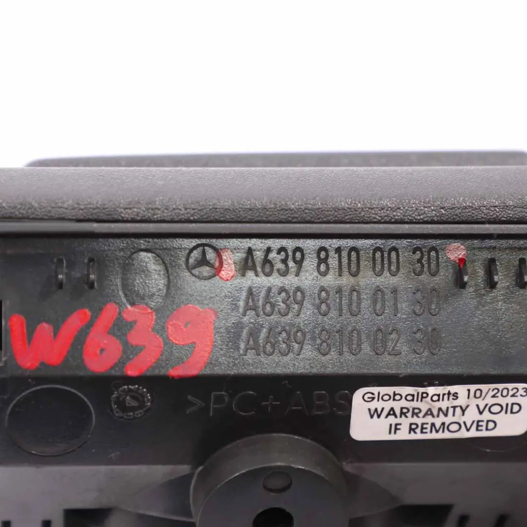 Mercedes W639 Cendrier Porte gobelet 3ème rangée arrière gauche - SKU A6398100130 - Numéro de pièce A6398100130