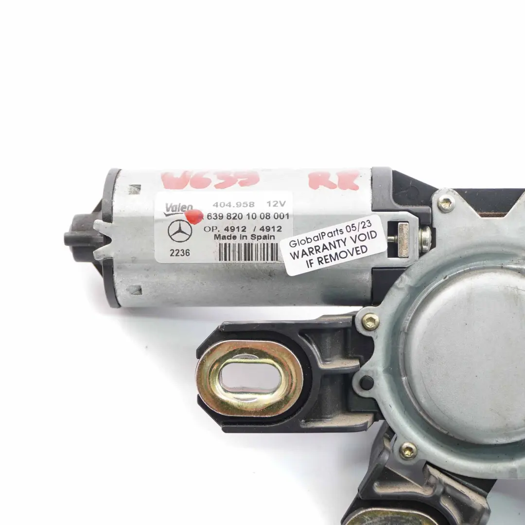 limpiaparabrisas Puerta Trasera Derecha para Mercedes Vito W639 Motor con número de pieza A6398201008 Mercedes Vito W639 Motor limpiaparabrisas Puerta Trasera Derecha - SKU A6398201008 - Número de pieza A6398201008