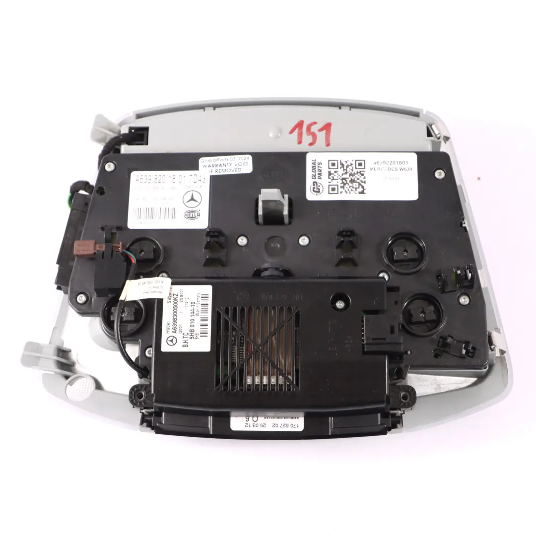 Interior Roof Light Climate Control to Mercedes Viano W639 with Part number A6398201801 Mercedes Viano W639 Interior Roof Light Climate Control - SKU A6398201801 - Part number A6398201801