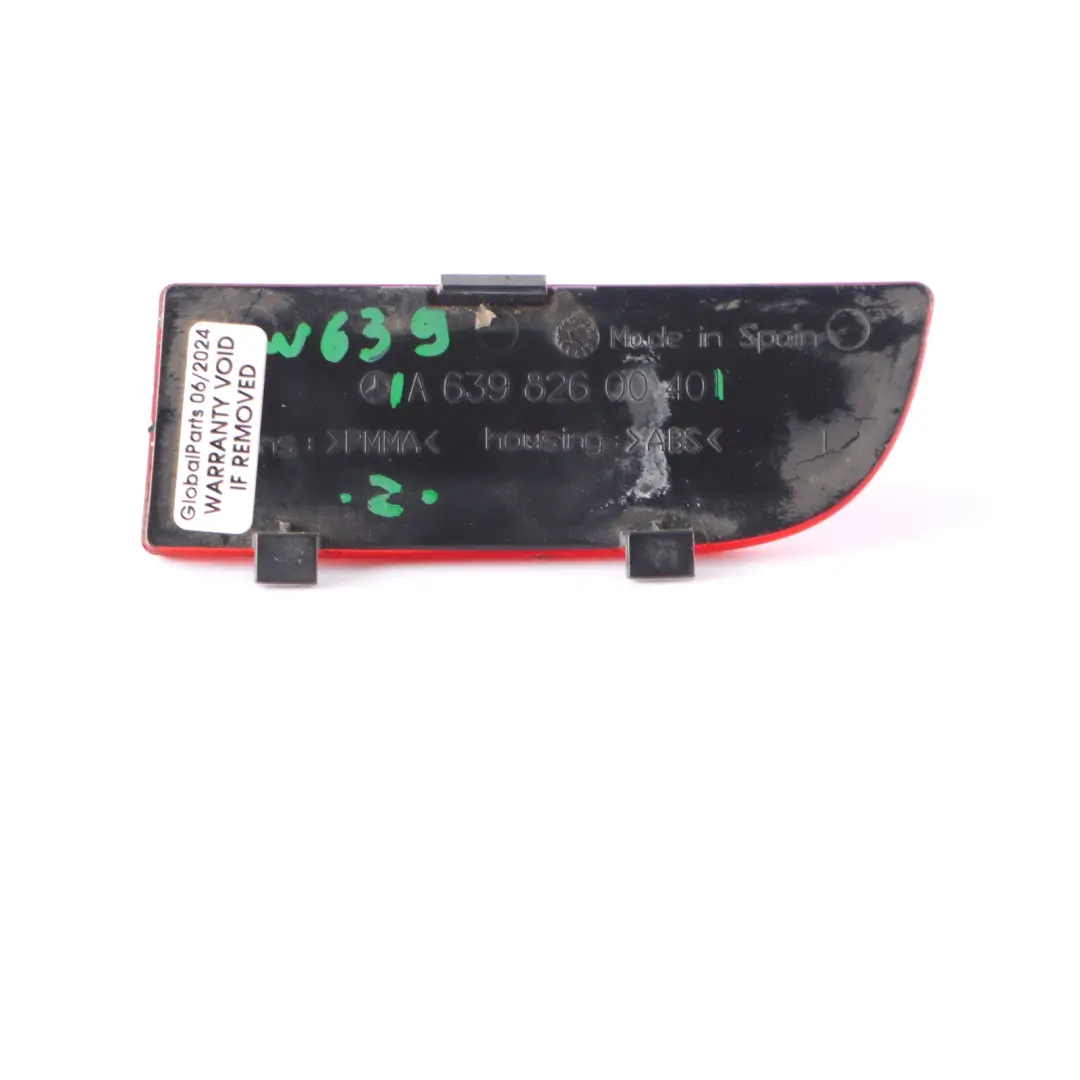 Mercedes W639 Vito Rear Left N/S Bumper Reflection Lamp Reflector - SKU A6398260040 - Part number A6398260040