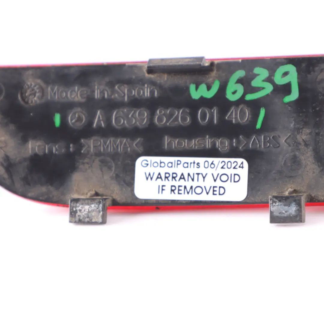 Mercedes Vito W639 Lamp Reflector Rear Right O/S Bumper Reflection - SKU A6398260140 - Part number A6398260140