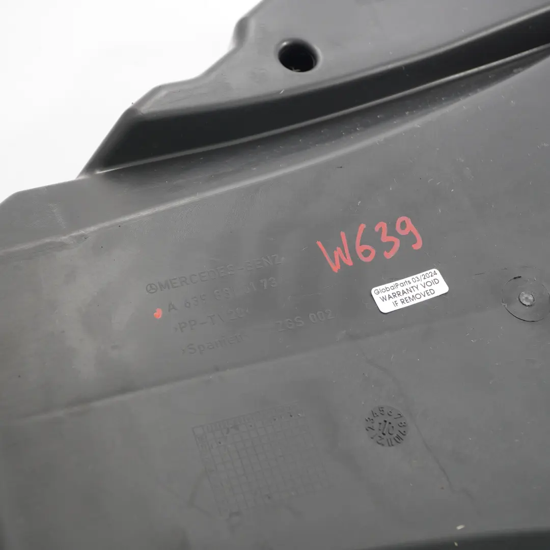  Condotto d'aria Mercedes Vito W639 Ventilazione della cabina Pavimento anteriore - SKU A6398310173 - Numero di parte A6398310173