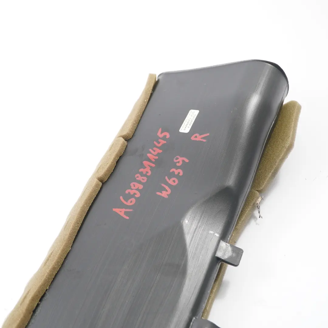  Canale Mercedes W639 Condotto aria tetto posteriore destro Sezione anteriore - SKU A6398311445 - Numero di parte A6398311445