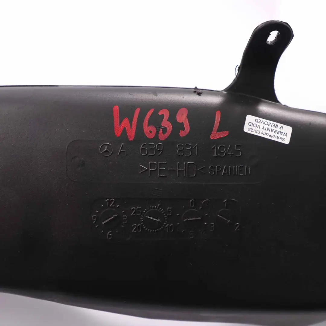 Mercedes W639 Conduit d'air Canal pilier D Tube d'aération gauche - SKU A6398311945 - Numéro de pièce A6398311945