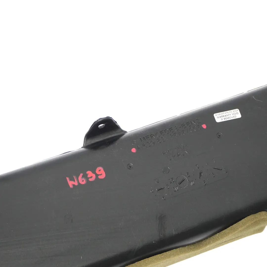 Roof Air Duct Mercedes Vito W639 Pop-up Roof Rear Air Channel to with Part number A6398313545 Roof Air Duct Mercedes Vito W639 Pop-up Roof Rear Air Channel - SKU A6398313545 - Part number A6398313545